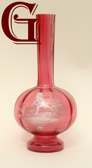 cranberry glass Mary Gregory vase